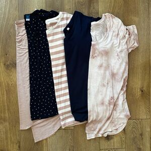 Lot of 5 Women's Short Sleeve Tops - dusty pink &  navy Maurice’s, Old Navy